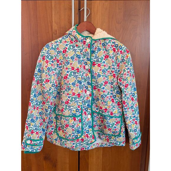 Mini Boden Floral Sherpa Lined Anorak with Hood Sz 11-12 - Picture 1 of 3